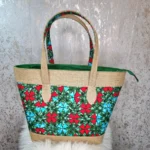 African Print Tote Handbag with Leather Handles