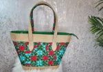 African Print Tote Handbag with Leather Handles - Image 2