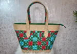 African Print Tote Handbag with Leather Handles - Image 3