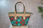 African Print Tote Handbag with Leather Handles - Image 4