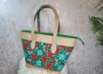 African Print Tote Handbag with Leather Handles - Image 5