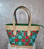 African Print Tote Handbag with Leather Handles - Image 6