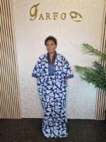 Ankara Kaftan Dress: Elegant African Boubou with Head Tie