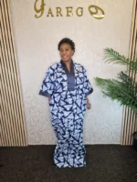 Ankara Kaftan Dress: Elegant African Boubou with Head Tie - Image 2