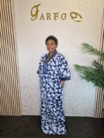 Ankara Kaftan Dress: Elegant African Boubou with Head Tie - Image 4
