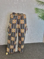 Ankara African Print Cargo Trousers, Women's Wide Leg Pants - Image 3