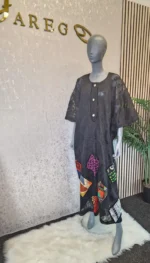 Ankara Patch Net Boubou Dress: Elegant Party Kaftan - Image 2