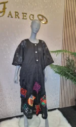 Ankara Patch Net Boubou Dress: Elegant Party Kaftan