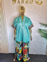 Scuba Net Patchwork Kaftan Dress - Image 6