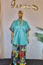 Scuba Net Patchwork Kaftan Dress - Image 5