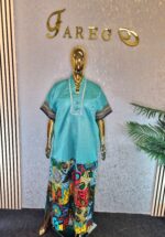 Scuba Net Patchwork Kaftan Dress - Image 2