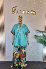 Scuba Net Patchwork Kaftan Dress