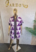 Ankara Kaftan Dress Mixed with Aso oke - Image 3