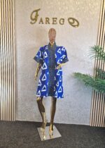 Ankara Kaftan Dress Mixed with Aso oke - Image 3