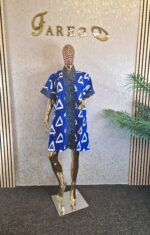 Ankara Kaftan Dress Mixed with Aso oke - Image 2