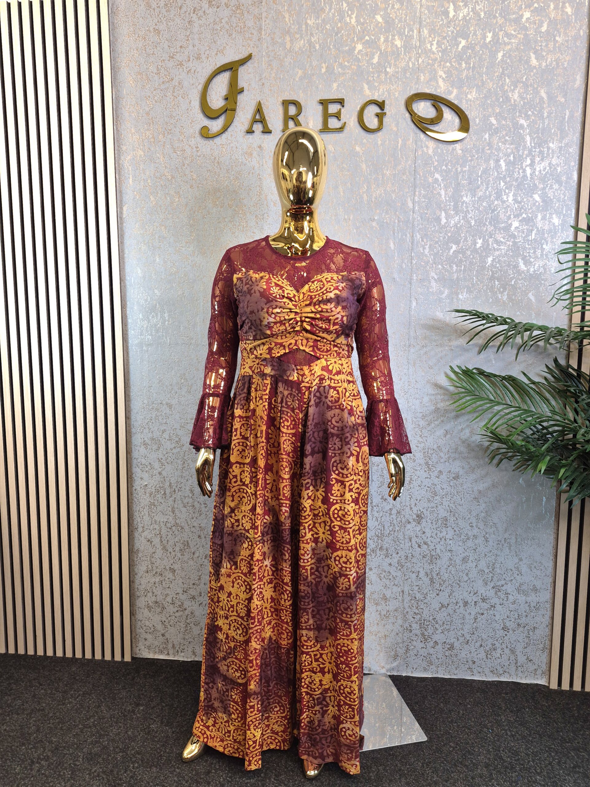 20251028_095127 Adire Crepe Jumpsuit with Chantilly Lace - Image 1