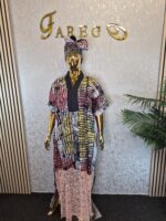 Adire Kaftan Dress with Chantilly laceUK 18 - Image 5