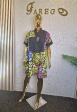 Ankara Kaftan Dress Mixed with Aso oke - Image 6