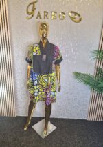 Ankara Kaftan Dress Mixed with Aso oke - Image 5
