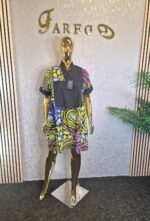 Ankara Kaftan Dress Mixed with Aso oke - Image 4