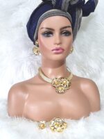 Gold Plated Flower Jewellery Set: Necklace, Earrings, Bracelet & Ring - Image 5