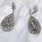 Silver Plated Drop Dangle Earrings Vintage Wedding Jewellery - Image 2
