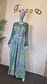 Adire Crepe Jumpsuit with Chantilly Lace - Image 3