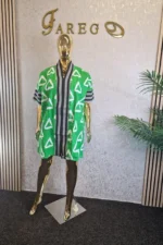 Ankara Kaftan Dress Mixed with Aso oke - Image 8