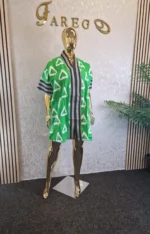 Ankara Kaftan Dress Mixed with Aso oke - Image 6