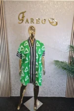 Ankara Kaftan Dress Mixed with Aso oke - Image 5