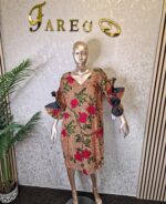 Ankara Knee Length Dress with Lace Sleeves - Image 5