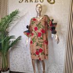 Ankara Knee Length Dress with Lace Sleeves