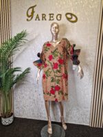 Ankara Knee Length Dress with Lace Sleeves