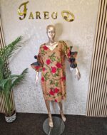 Ankara Knee Length Dress with Lace Sleeves - Image 4