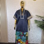 Scuba Net Patchwork Kaftan Dress UK 12