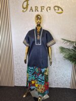 Scuba Net Patchwork Kaftan Dress UK 12