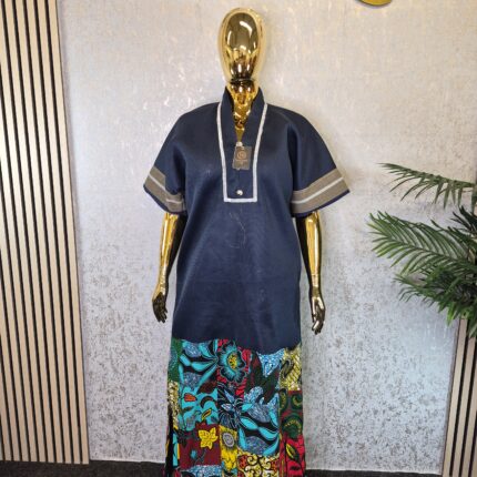 Scuba Net Patchwork Kaftan Dress UK 12