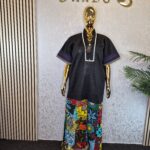 Scuba Net Patchwork Kaftan Dress UK 14