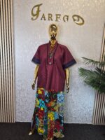 Scuba Net Patchwork Kaftan Dress UK 18