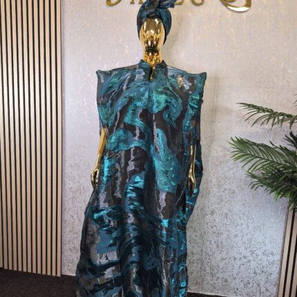 Luxurious organza Damask with black inner dress UK 20