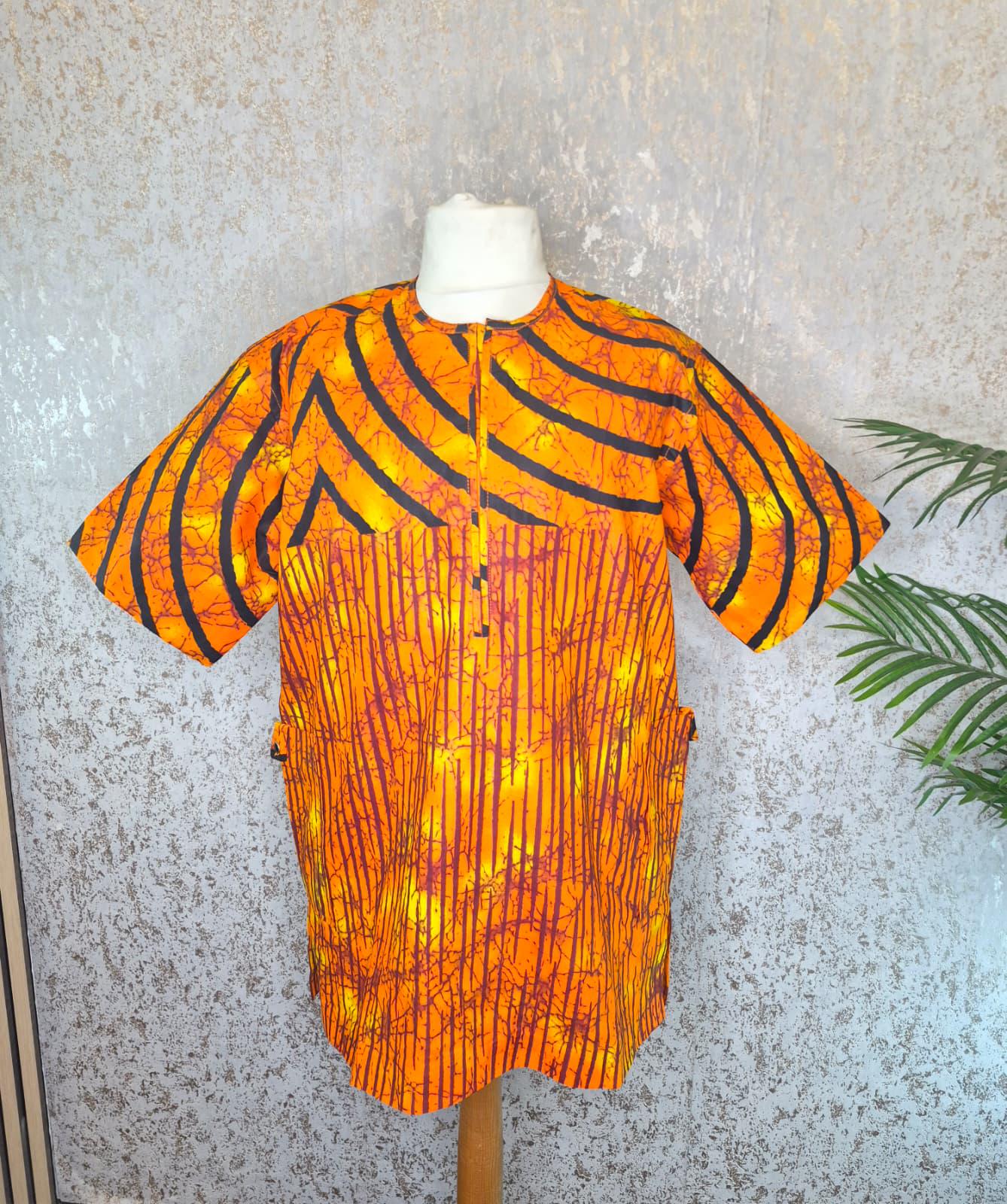 il_fullxfull.7815007078_q1ch African wax print Shirt - Handmade Ankara Shirt for Men Large - Image 1
