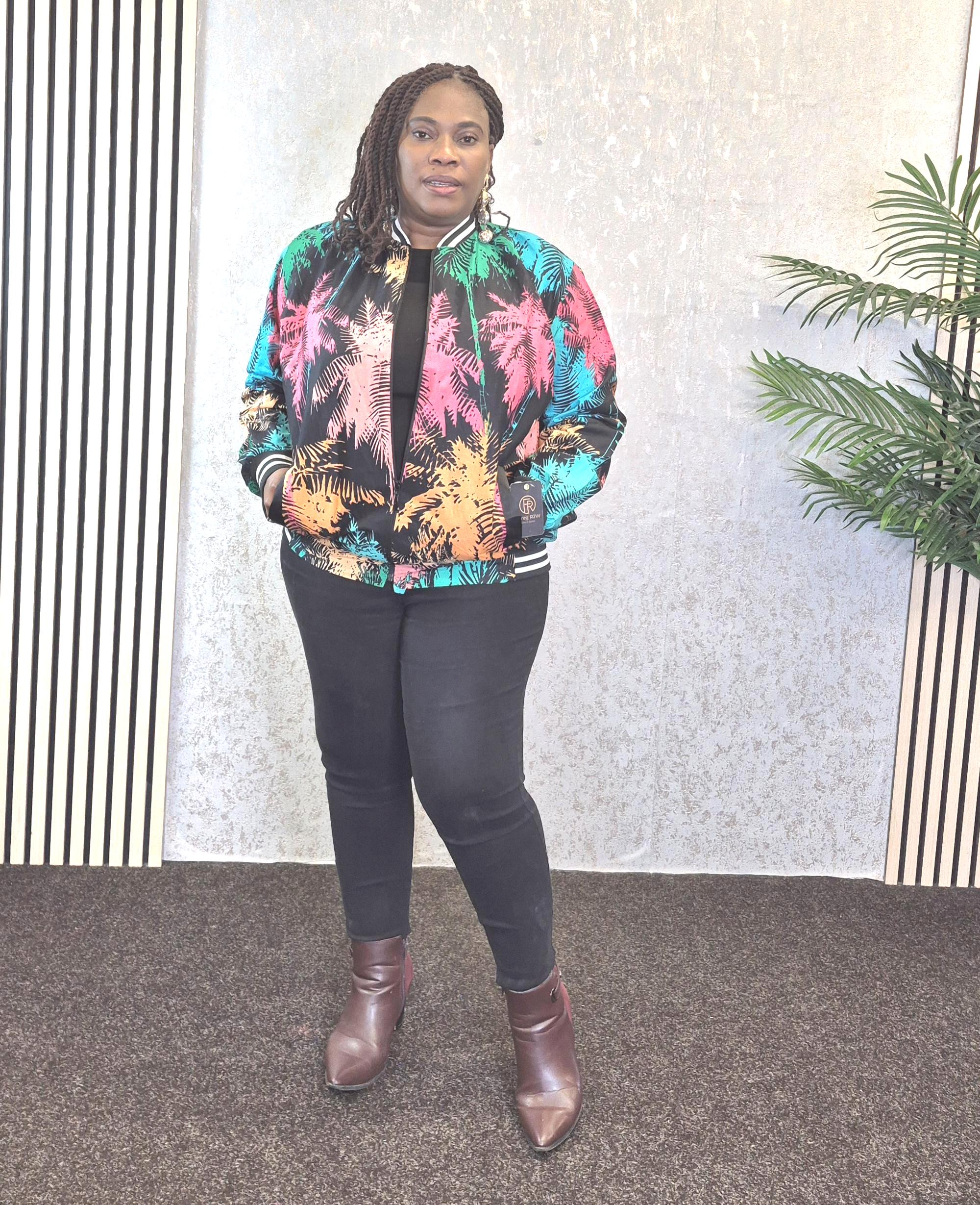 il_fullxfull.8032569916_nx4j African Print Bomber Jacket: Ankara Floral Streetwear - Boho Style UK 18 - Image 1
