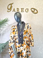 Silk Butterfly Print Boubou Dress, African Kaftan Gown UK 20 - Image 6