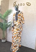 Silk Butterfly Print Boubou Dress, African Kaftan Gown UK 20 - Image 5