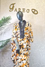 Silk Butterfly Print Boubou Dress, African Kaftan Gown UK 20 - Image 2
