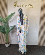 Floral Silk Boubou Dress: V Neck Kaftan Gown, UK 18