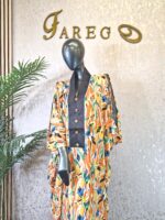 Butterfly Print Silk Boubou Dress: V-Neck Kaftan Gown UK 20 - Image 3