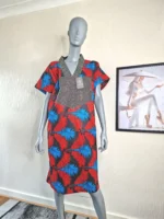 V-Neck African Print Kaftan Dress, Stoned Boubou UK 18 - Image 3