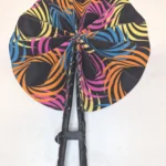 Ankara Fabric Folding Fan: African Print Hand Fan with Leather Handle