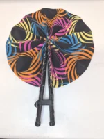 Ankara Fabric Folding Fan: African Print Hand Fan with Leather Handle